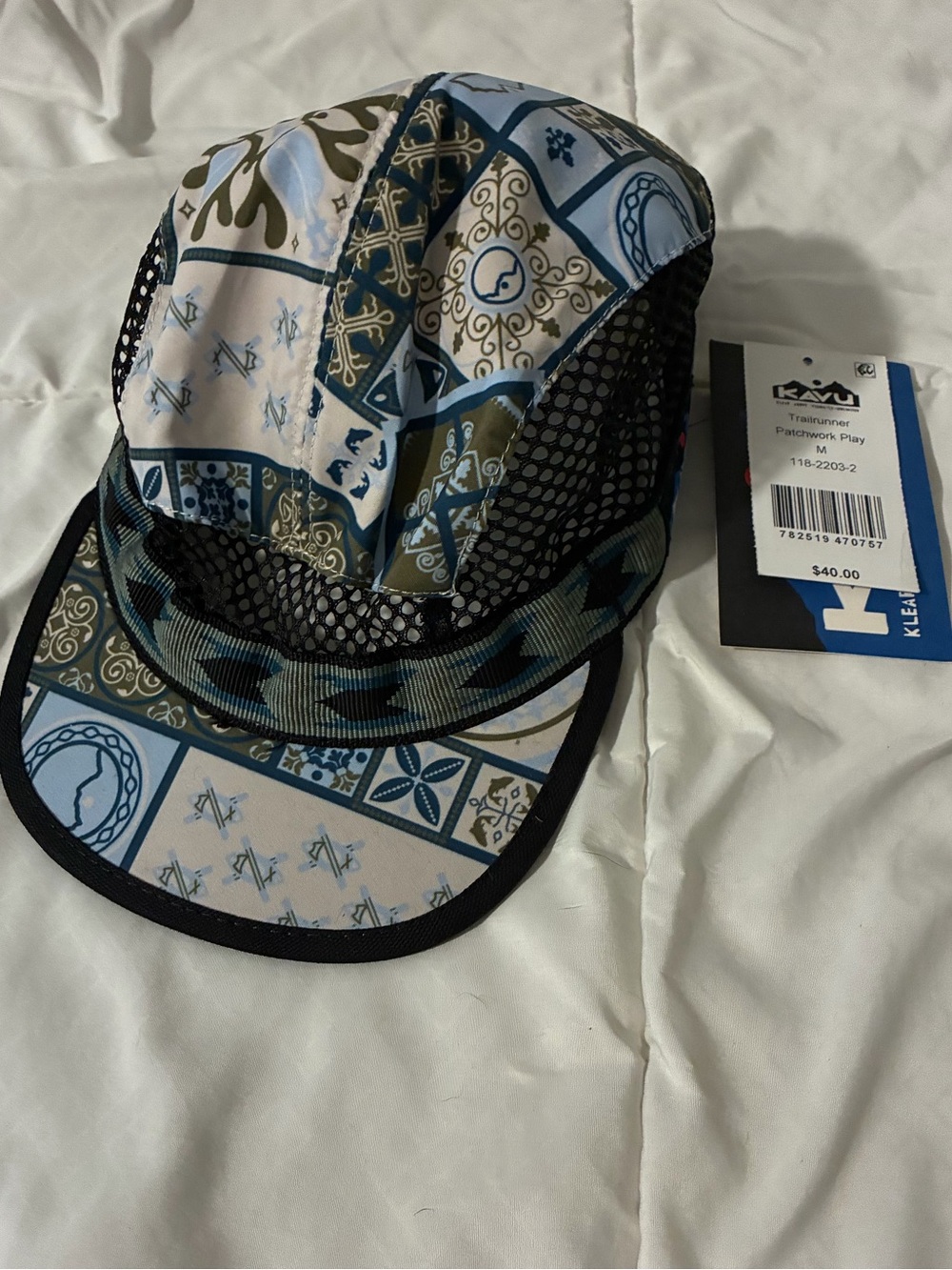 Kavu Blue & Olive Patterned Mesh Strapback Cap